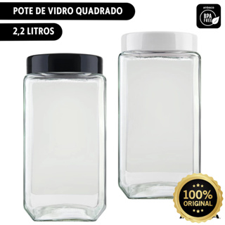Pote Vidro 2,2 litros Quadrado Tampa Rosca Color Invicta em Oferta na Shopee