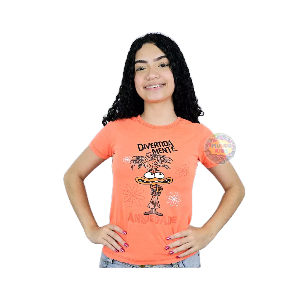 Camisa Camiseta Infantil Divertidamente filme Fantasia Personagens Ansiedade Meninas Alta Qualidade Promoção