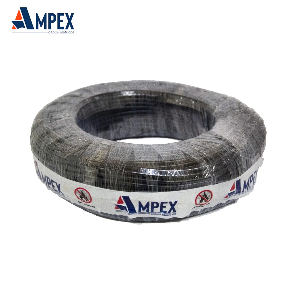 Fio Elétrico Cabo Flexível 6mm Rolo de 100m – Certificado INMETRO | Anti-chamas | Ampex