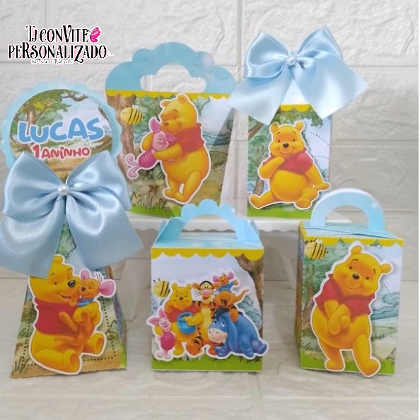 Kit Personalizados ursinho Pooh/ Mimos de Aniversário Lembrancinhas Caixinhas Personalizadas