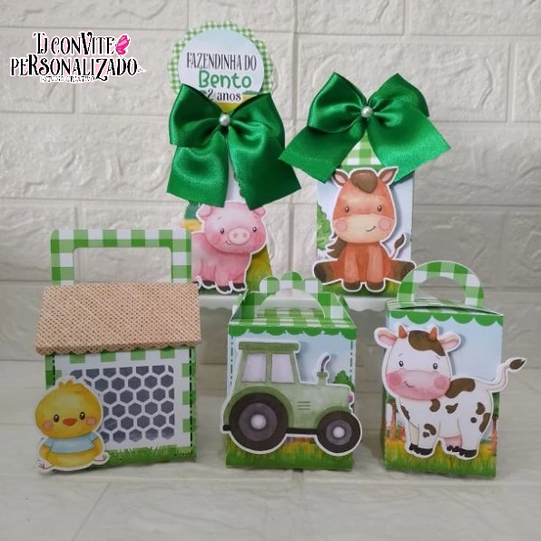 Kit Personalizados fazendinha Verde / Mimos de Aniversário Lembrancinhas Caixinhas Personalizadas