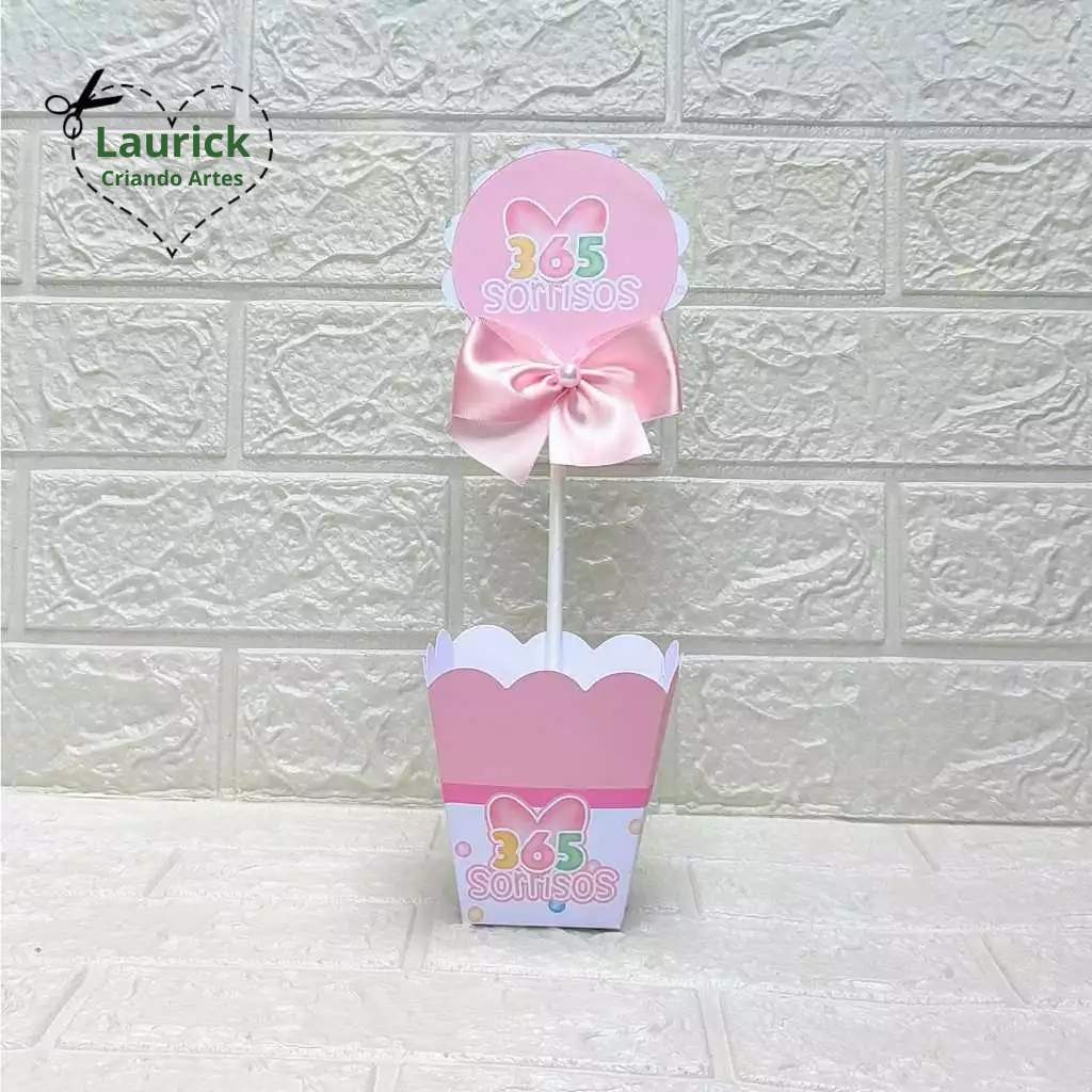 Centro de Mesa 365 SORRISOS MENINA Decoração Festa Aniversário Lembrancinha