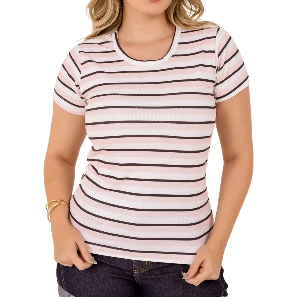 Blusinha Suede Feminina Manga Curta Estampada Branca