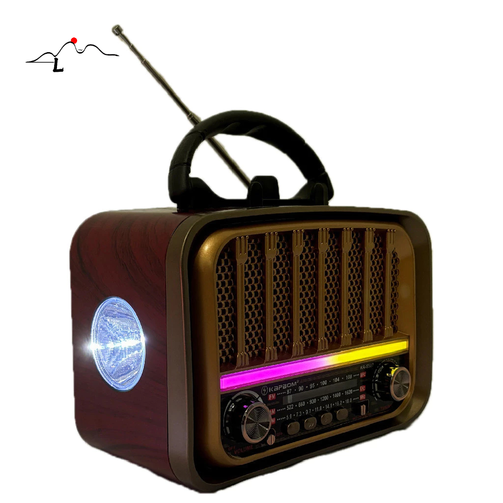 Radio retro vintage fm am usb sd bateria bluetooth Luminária Rgb KA-5587