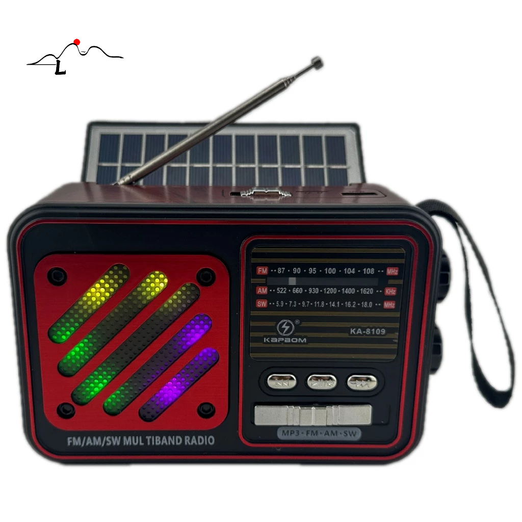 Rádio Portátil Bluetooth Painel Solar Rádio com lanterna FM USB TF KA-8109 em Oferta na Shopee