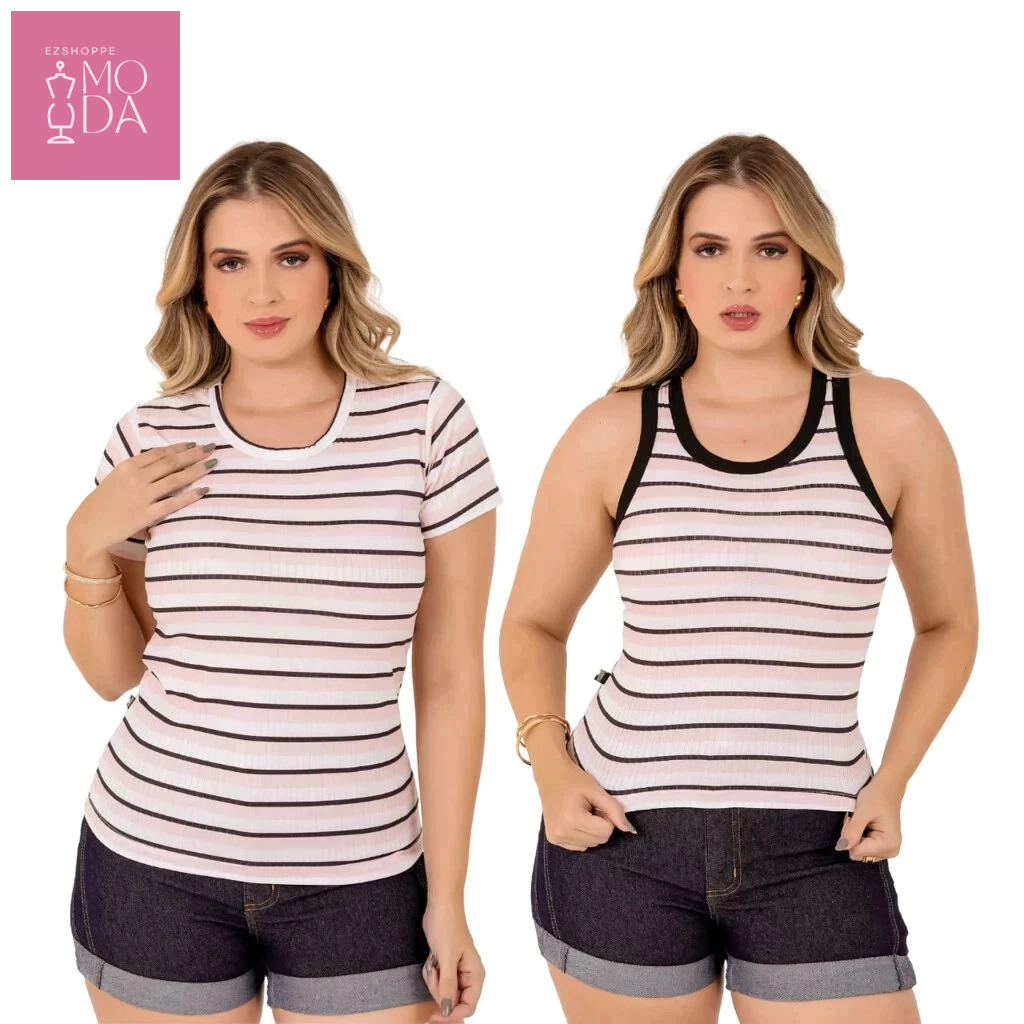 Kit 2 Blusinhas Suedes Femininas Estampadas Brancas
