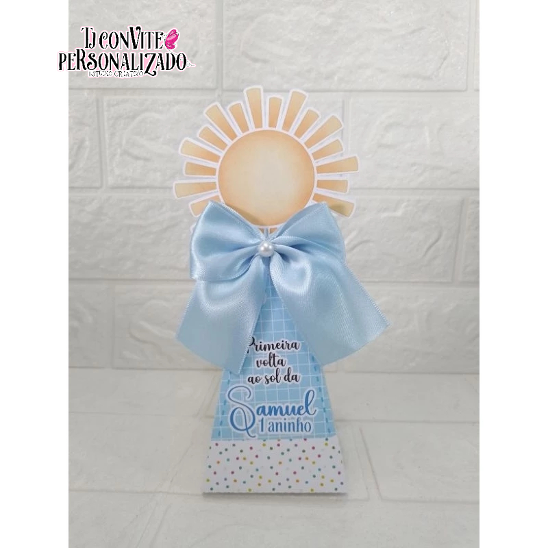 Caixa Pirâmide Primeira volta ao sol azul / LEMBRANCINHA DE ANIVERSARIO INFANTIL CAIXINHAS PERSONALIZADAS