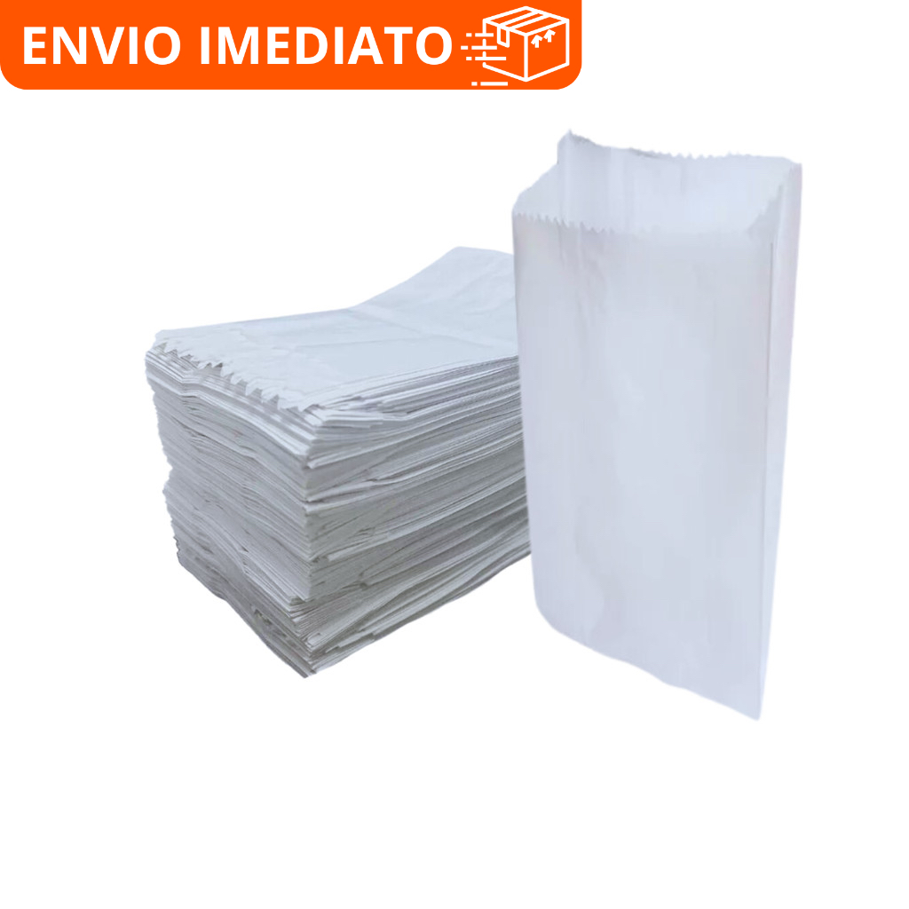 500 Saco De Papel Branco 43x20cm 7,5kg Delivery Padaria Mercado