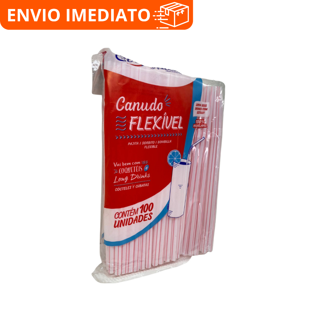 Canudo Flexivel Strawplast c/ 100un