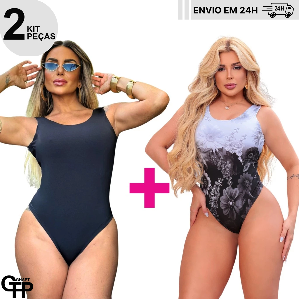 Kit 2 Maiôs Cavado Costa Aberta Sem Bojo Alça Body Feminino Roupa Praia