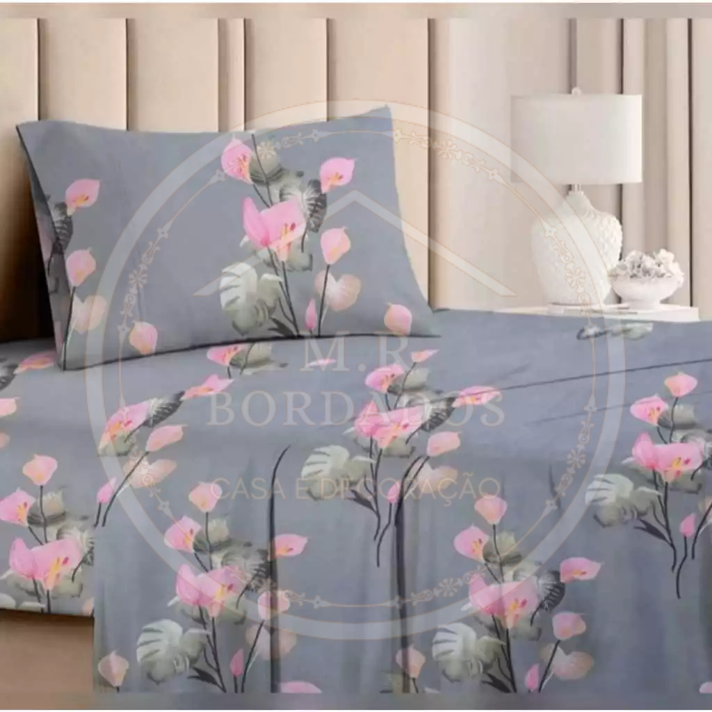 Lençol Cama Solteiro 3 Peças Estampado Jogo Roupa de Cama Solteiro Com Elástico.