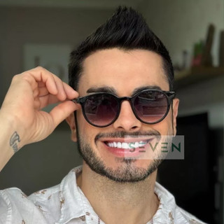 Óculos de Sol Masculino Feminino Redondo Pequeno Para Rostos Pequenos UV 400 Maraca Seven em Oferta na Shopee