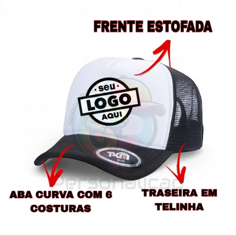 Boné Personalizado TKM Premium - Boné Aba Curva Trucker Telinha