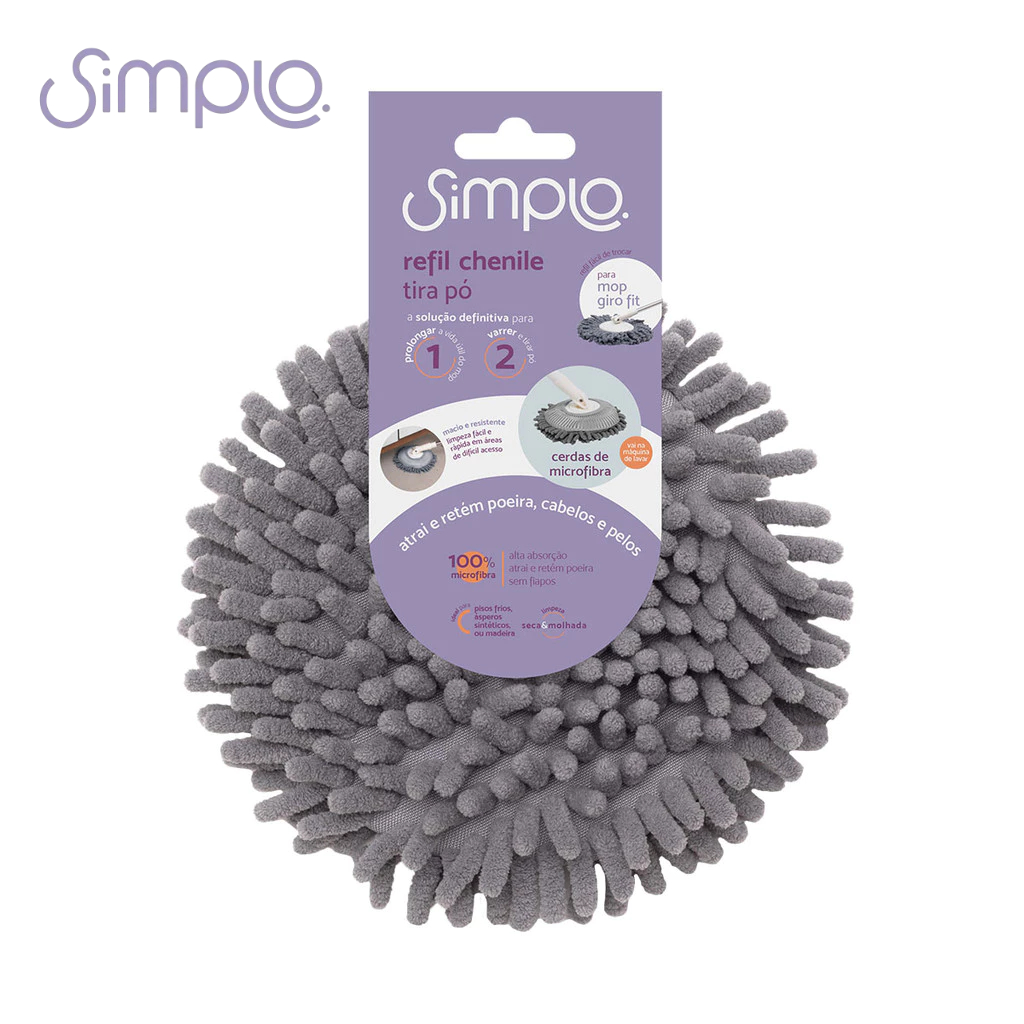 Refil Chenile Para Mop Giratório Giro Fit Microfibra Limpa Pó Esfregão Lavável na Máquina Simplo