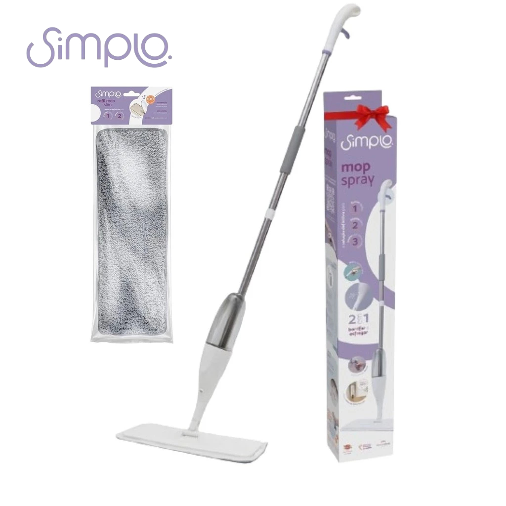 Mop Spray Rodo Mágico Com Refil Microfibra Extra Esfregão Limpeza Vassoura Reservatório Kit Simplo