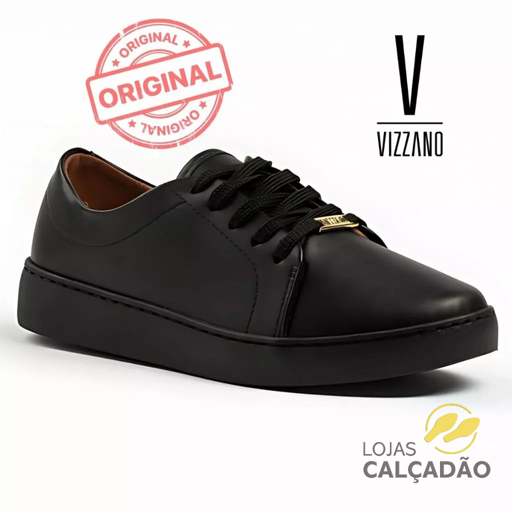 Tênis Casual Feminino Vizzano Preto Cano Baixo Napa Sapatênis Bloqueira Vizzano 1214205