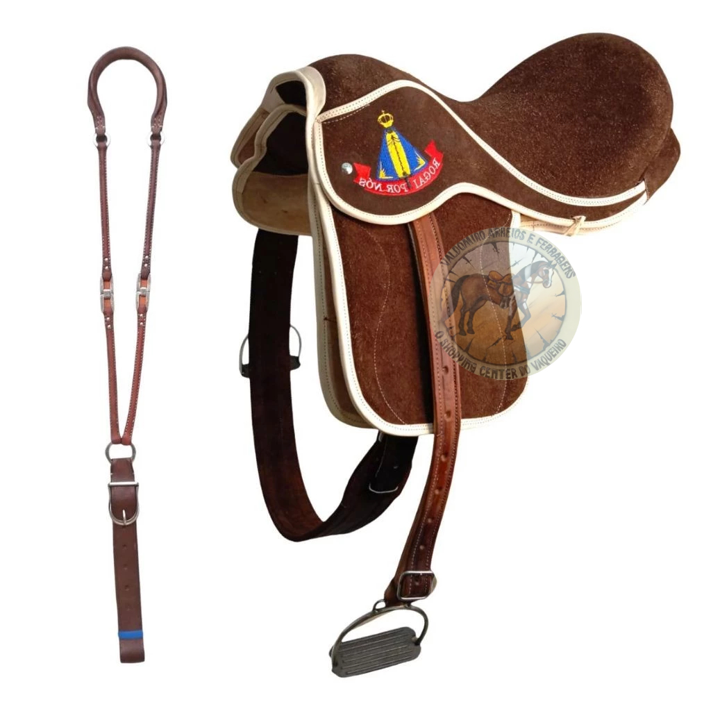 cela de cavalo vaquejada completa de couro marrom