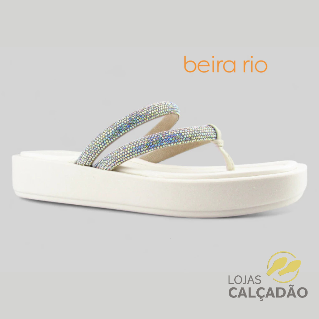Tamanco Beira Rio Flat Calce Facil Tira Com Strass Aurora Boreal Original Envio Imediato