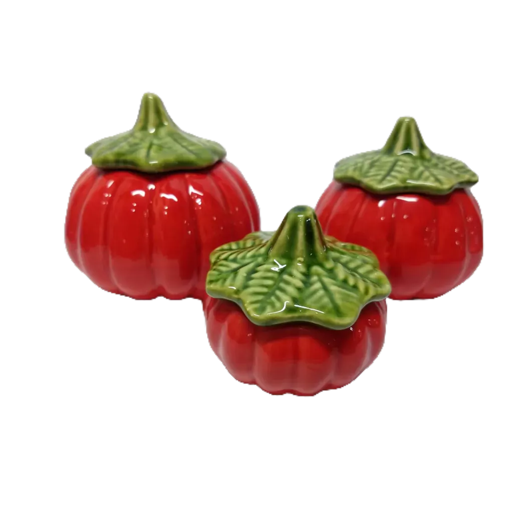 Trio Mini Potes Moranga Vermelha em Cerâmica Finger Food