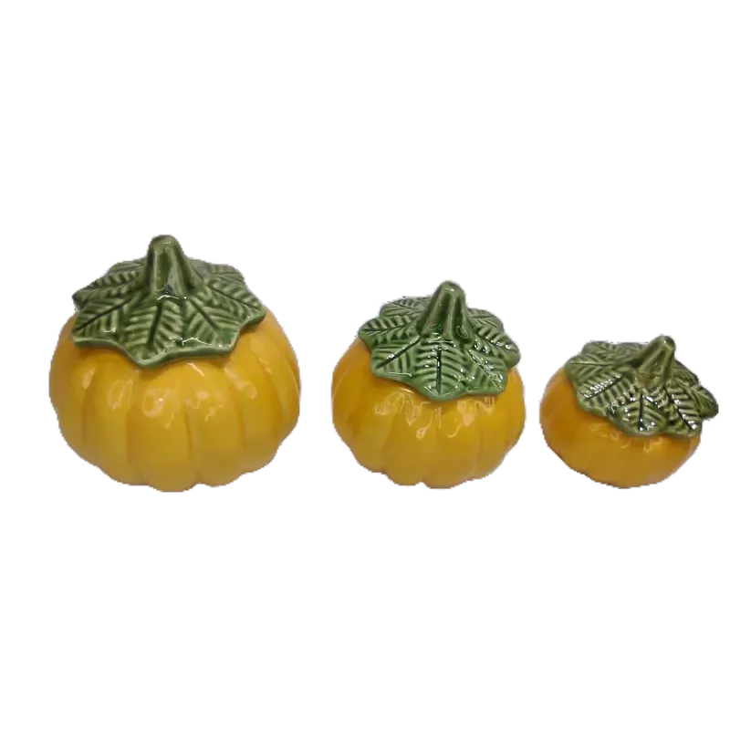 Trio de mini moranga amarela em cerâmica finger food para decoração
