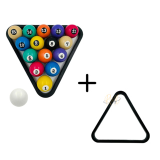 JOGO DE BOLA NUMERADA 54MM + BOLA BRANCA 58MM + TRIANGULO BILHAR SNOOKER SINUCA em Oferta na Shopee