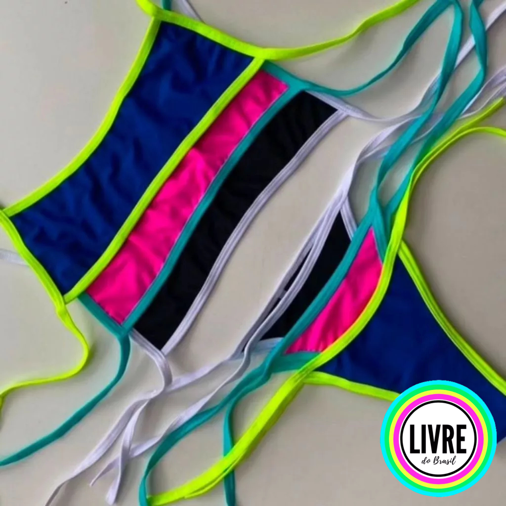 Conjunto Biquini Caribe Decote Reto Calcinha Asa Delta Amarrar Cordinha Moda Verão Estiloso