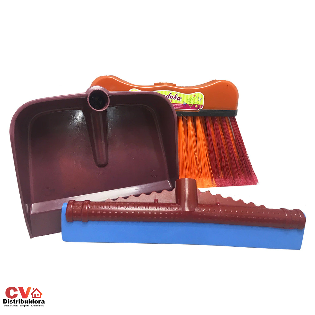 Kit Vassoura Dondoka Rodo 30cm E Pa Pequena Sem Cabo