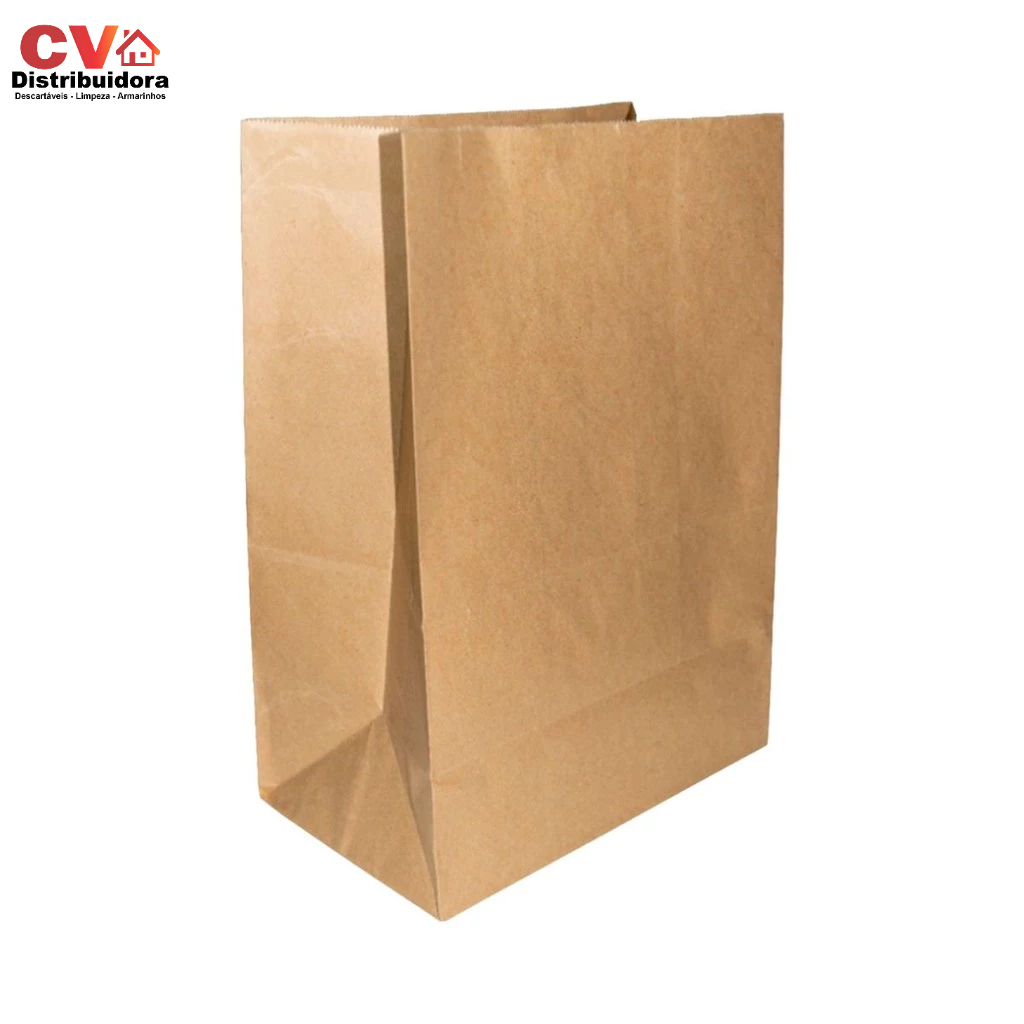 Saco Kraft Natural SOS Com Peso Suportado De Até 12Kg Com 100 Unidades Liso