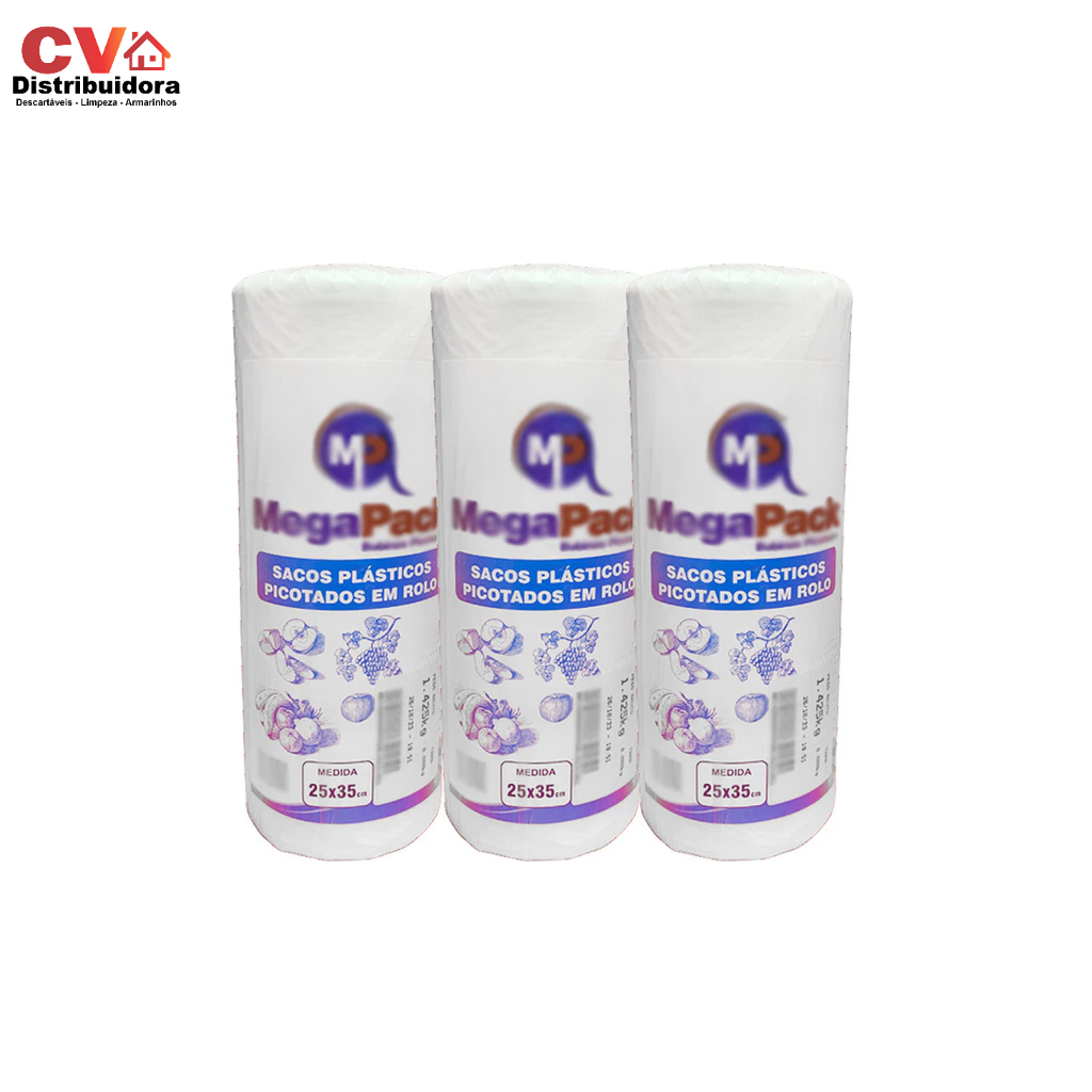Bobina Embalagem Picotada Rolo Saco Plástico Por Kg 25x35 Fardo Com 6 Unidades