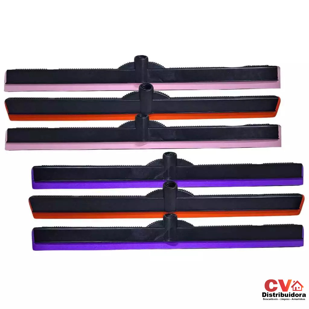 Kit 12 Rodo Plástico Puxa e Seca Resistente 60 Cm Pacote Sem Cabo