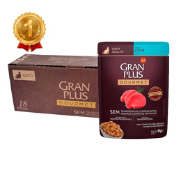 Kit 18un. Ração Úmida Sachê GranPlus Gourmet Gatos Adultos Atum 85g