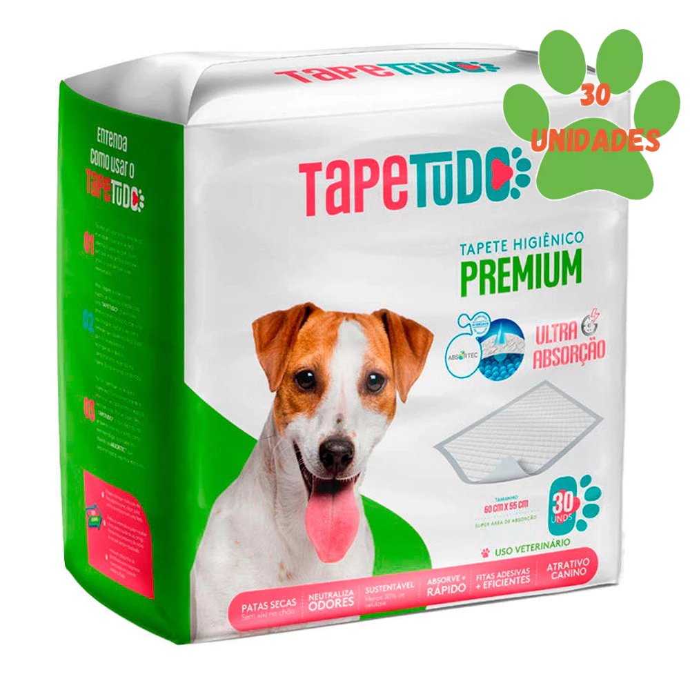 Tapete Higiênico Tapetudo Para Cães 60x55cm 30 Unidades
