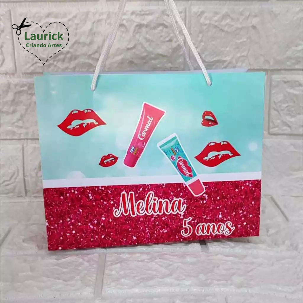 Sacolinha M horizontal Carmed Personalizada Festa Infantil Lembrancinha Pegue e Monte