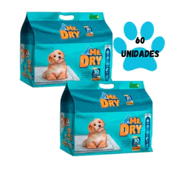 Kit 02un Tapete Higiênico Mr Dry 80x60cm 30 Unidades