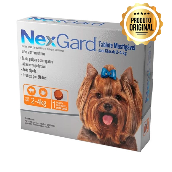 Antipulgas e Carrapatos Nexgard Cães de 2 a 4kg 1 Tablete em Oferta na Shopee