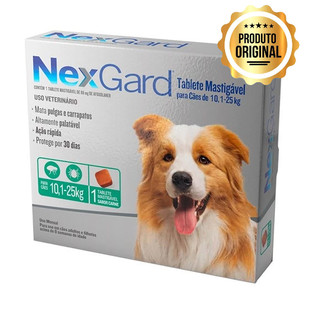 Anti Pulgas e Carrapatos NexGard para Cães de 10,1 a 25 Kg - 1 Tablete em Oferta na Shopee
