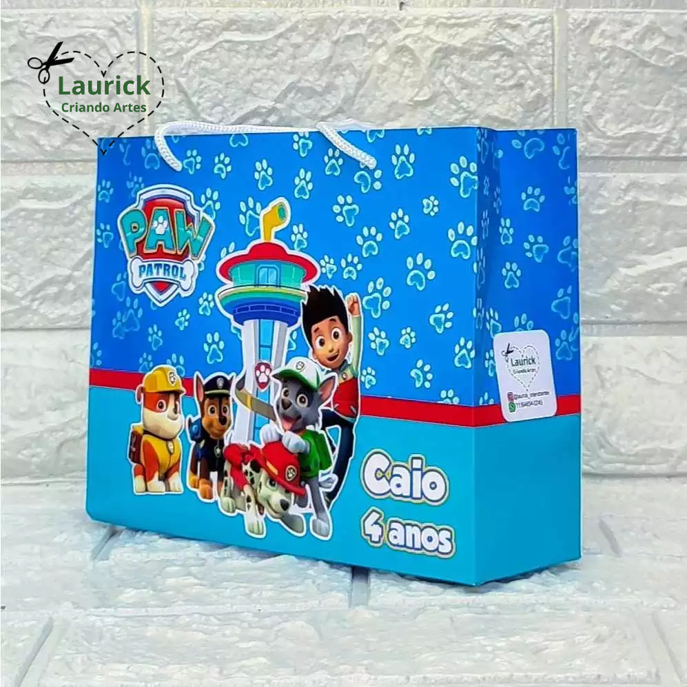 Sacolinha Personalizada Patrulha Canina Azul Festa Infantil Lembrancinha Aniversário