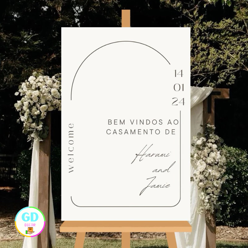 Quadro Placa Recepção Casamento Bem Vindos Personalizado 3mm em Oferta na Shopee