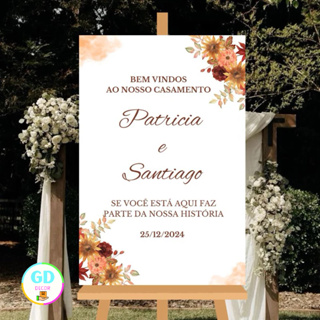 Bem Vindos Ao Casamento Quadro Flores Terracota Personalizado em Oferta na Shopee