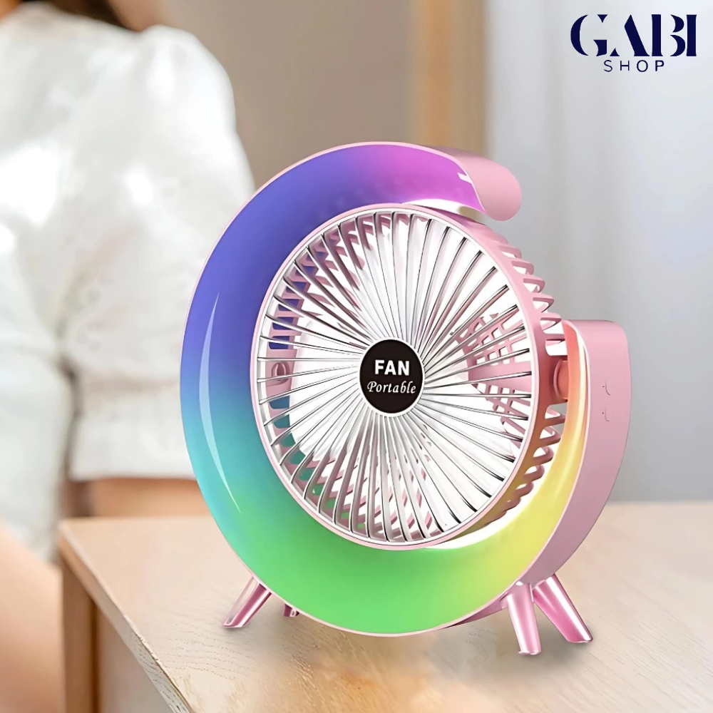 Mini Ventilador de Mesa Silencioso Portátil Colorido Led Colorida RGB Desktop Vento Fresco GABI SHOP em Oferta na Shopee