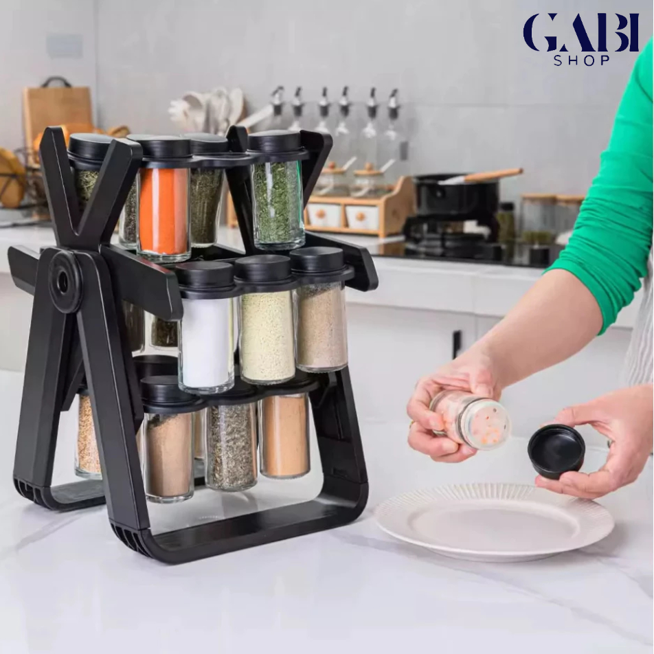 Porta Tempero Condimento Organização Cozinha Pote Especiarias De Vidro 18 Potes GABI SHOP