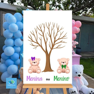 Quadro Placa Para Chá Revelação Personalizado Lilás Ou Verde em Oferta na Shopee