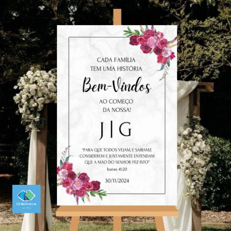 Quadro Placa Casamento Recepção Florida Rosa Fúcsia