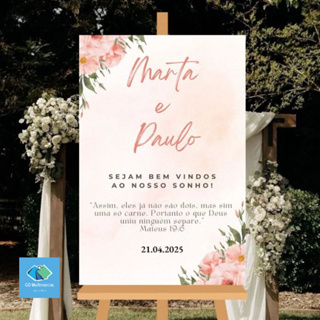 Placa Casamento Recepção Rosa Florida Personalizada Bem Vindos em Oferta na Shopee