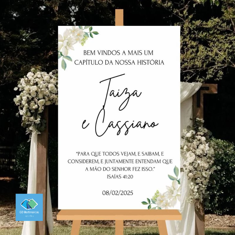 Placa Decorativa Casamento Flor Bem Vindos Grande Nome Personalizado em Oferta na Shopee
