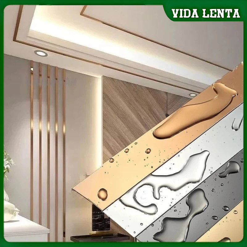 Adesivo de parede dourado metálico descasque e cole fita adesiva de PVC parede,espelho,gua...