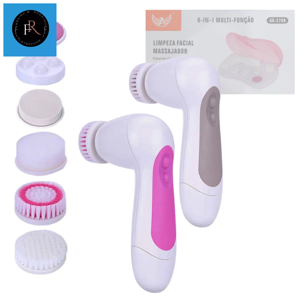 Escova Massageadora Limpeza Facial Eletrica Rotativa 6 em 1 Altomex AK-2708