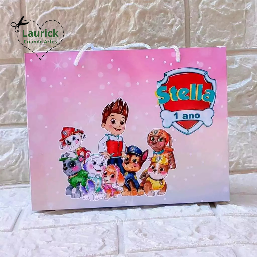 Sacolinha Personalizada Patrulha Canina Menina Festa Infantil Lembrancinha Aniversário