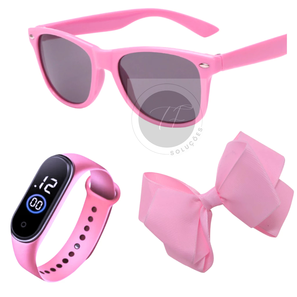 Kit Relógio Infantil Digital + Óculos De Sol + Laço Menina em Oferta na Shopee