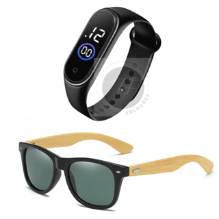 Relógio Infantil Digital Led + óculos de sol infantil menino da moda Haste estilo Bambu em Oferta na Shopee
